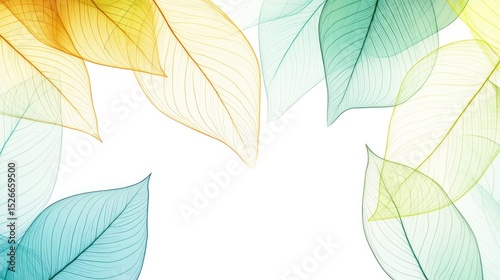 Delicate leaf silhouettes in pastel hues.