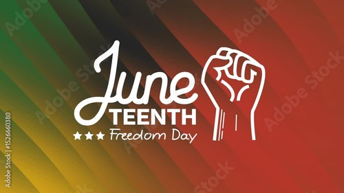 Juneteenth Freedom Day. June 19.  Lettering Animation colorfull on abstract background. Excellent for movies, presentations, videos,and Greeting Cards for the Juneteenth celebrations