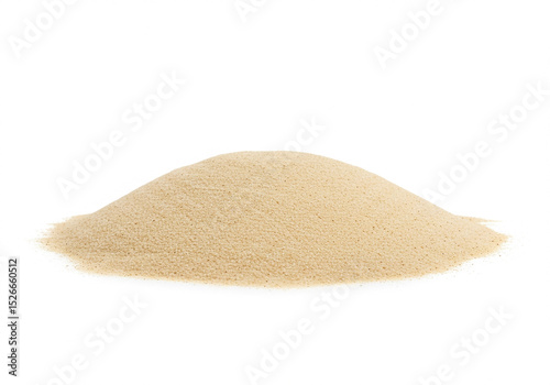 A mound of fine light beige sand isolated on white background ideal for textures and backgrounds