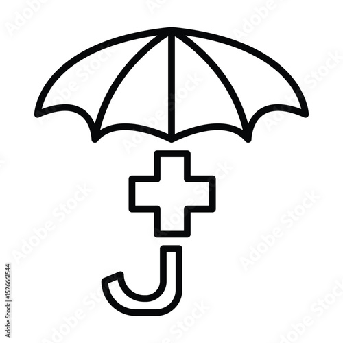 Insurance logo design with an umbrella and cross for medical providers. Ideal for insurance agencies, healthcare organizations, and medical clinics.