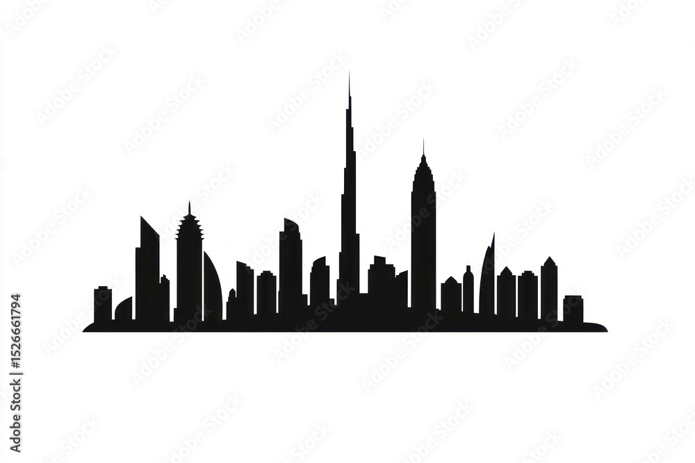 Obraz premium Dubai city silhouette architecture illustration.