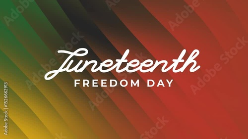 Juneteenth Freedom Day. June 19.  Lettering Animation colorfull on abstract background. Excellent for movies, presentations, videos,and Greeting Cards for the Juneteenth celebrations