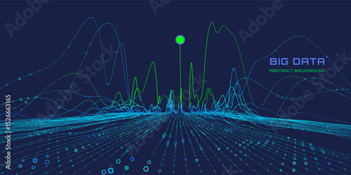 Abstract analytical background with analyze data circles with color lines chart on blue. Analytics algorithms. Big data. Quantum cryptography concept.  Banner for business, science and technology. 
