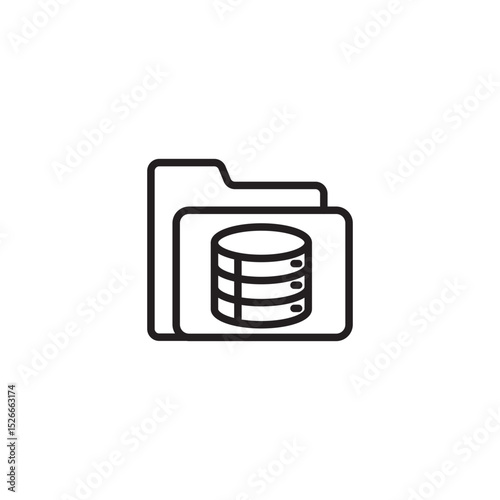 A black outline icon showing a folder containing a stack of disks or coins, symbolizing a database folder, stored financial records, or organized data storage.
