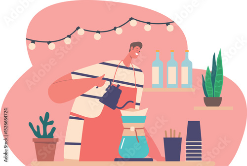 Barista cooking coffee in cafe