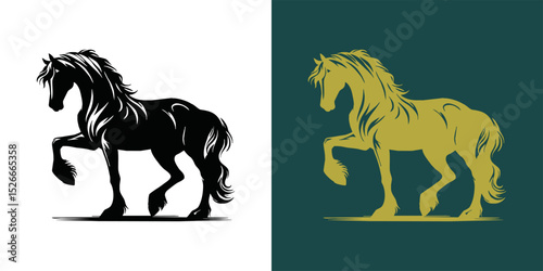 Modern horse silhouette logo. Vector illustration template, Horse gallop emblem. Nature-inspired badge design, Equine logo. Horse silhouette icon, Majestic horse symbol. Premium brand identity concept