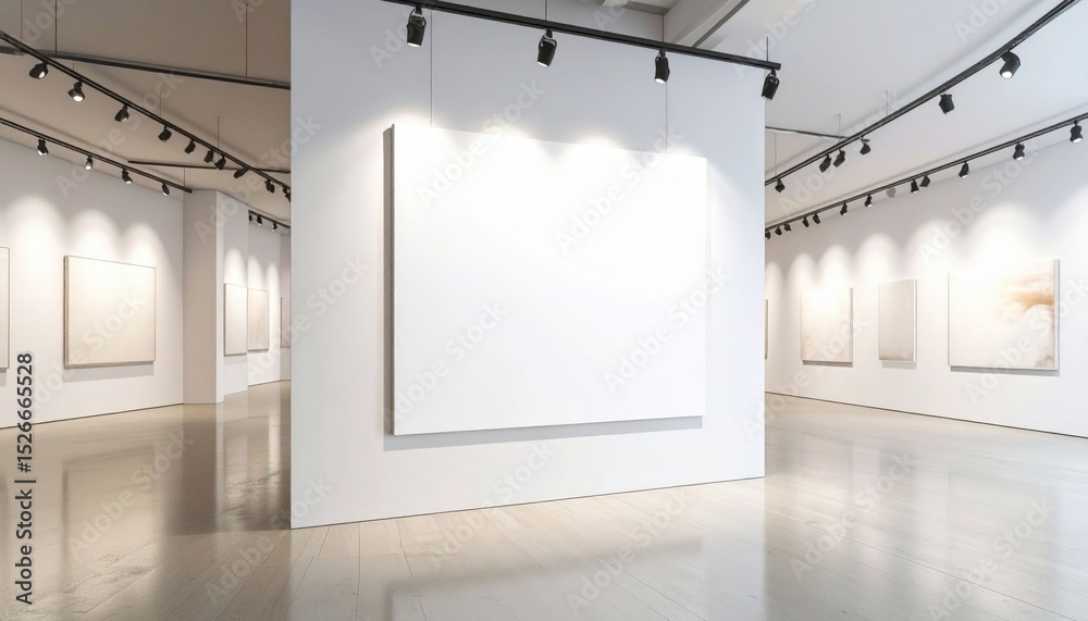 Modern Art Gallery Interior With Empty Canvas Modern Art Gallery Interior With Empty Canvas