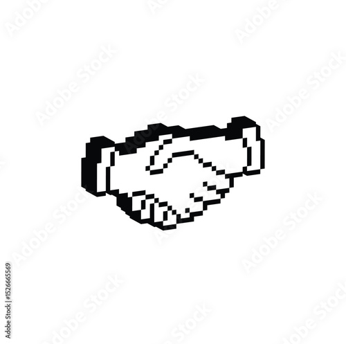 pixel hand shake icon.  Vector pixel art handshake  8 bit logo for game