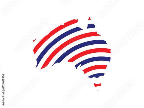 Australia logo with colorful line vector illustration, isolated on transparent background