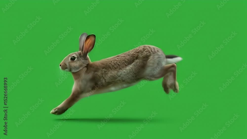 Leaping Hare on Green Screen: Dynamic Wildlife