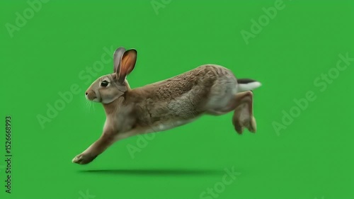 Leaping Hare on Green Screen: Dynamic Wildlife