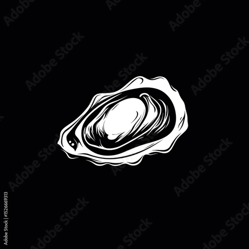 Elegant oyster shell illustration for seafood menu