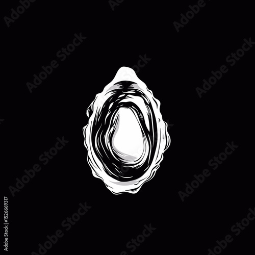 Elegant oyster shell illustration for seafood menu