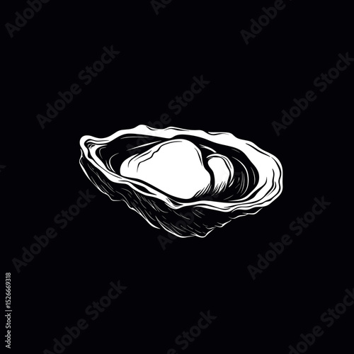 Elegant oyster shell illustration for seafood menu