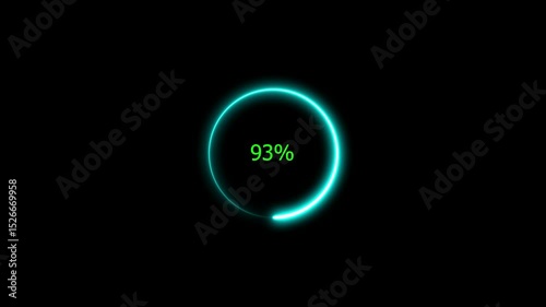 Bright blue glowing neon lights form a futuristic circle design, illustrating an eclipse of energy in dark space