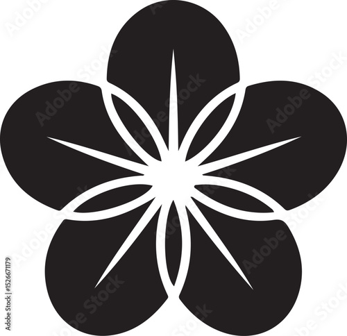 Flower silhouette isolated on white background.