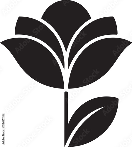 Flower silhouette isolated on white background.