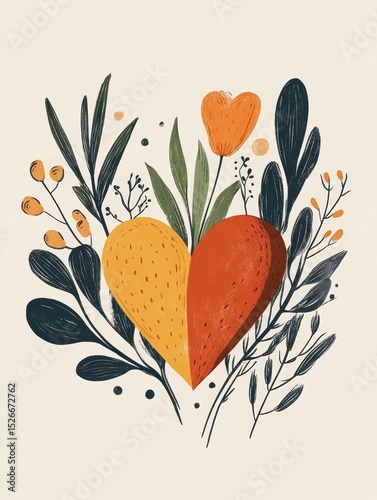 heart composition in minimalist style