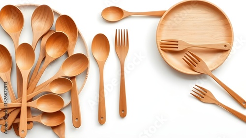 spoon, fork, wooden, kitchen, wood, isolated, utensil, cooking, white, food, tool, cutlery, kitchenware, spatula, object, silverware, table, cook, set, utensils, kitchen utensil, brown, plate, equipme