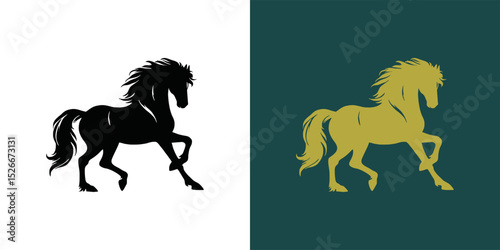 Modern horse silhouette logo. Vector illustration template, Horse gallop emblem. Nature-inspired badge design, Equine logo. Horse silhouette icon, Majestic horse symbol. Premium brand identity concept