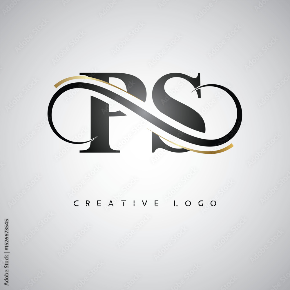 Fototapeta premium PS Creative Letter Logo with Infinity Symbol – Elegant Minimal Monogram Design for Premium Business Branding, Identity, and Modern Typography