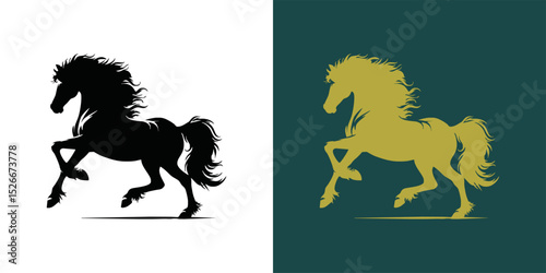 Modern horse silhouette logo. Vector illustration template, Horse gallop emblem. Nature-inspired badge design, Equine logo. Horse silhouette icon, Majestic horse symbol. Premium brand identity concept