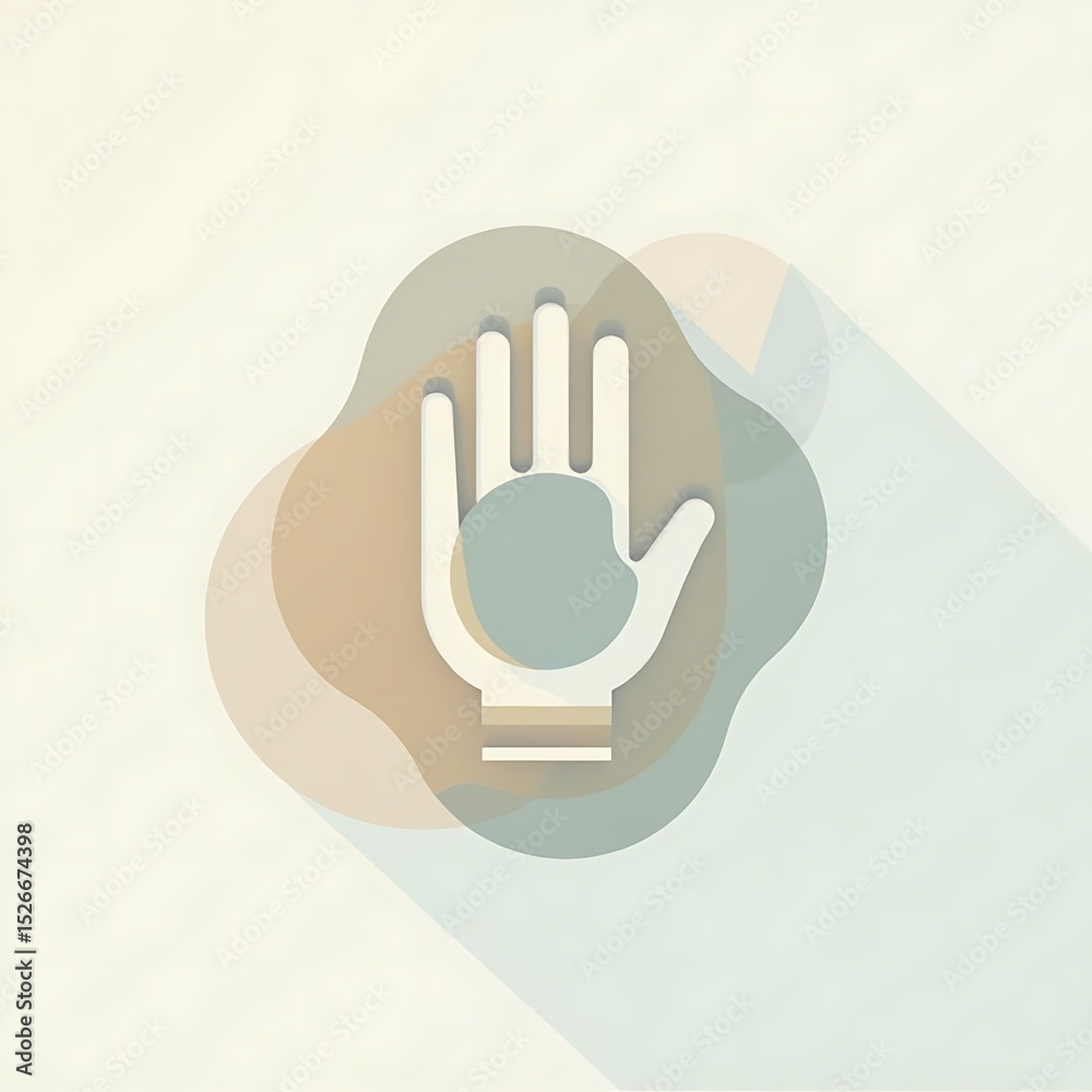 Obraz premium Illustrated Open Hand in Geometric Style with Soft Pastel Colors