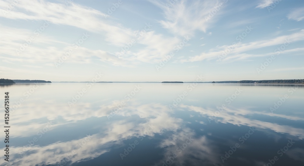 Tranquil lake reflecting blue sky and clouds during daytime Tranquil lake reflecting blue sky and clouds during daytime