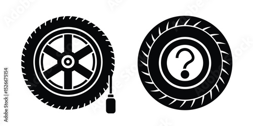 Car tire silhouette with sturdy profile on white background