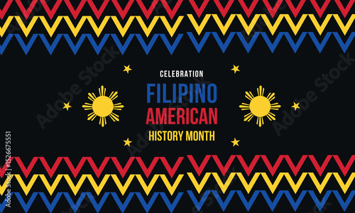 Filipino American History Month, filipino flag, flipino color patterns, realistic vector illustration 
Celebration