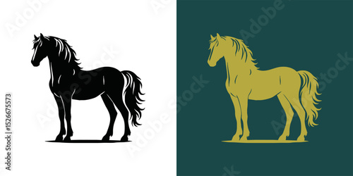 Modern horse silhouette logo. Vector illustration template, Horse gallop emblem. Nature-inspired badge design, Equine logo. Horse silhouette icon, Majestic horse symbol. Premium brand identity concept