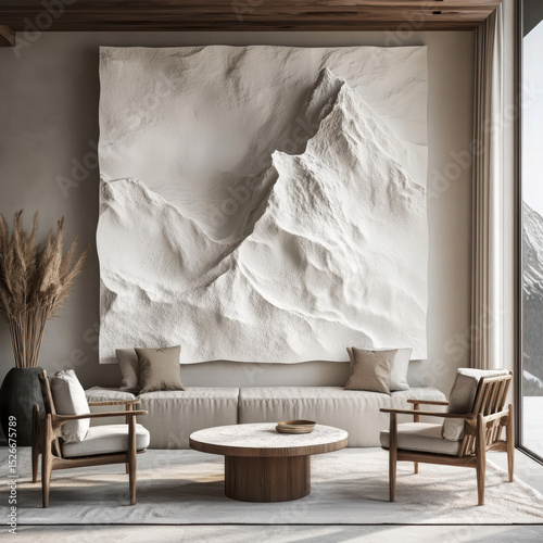 Wallpaper Mural A modern, minimalist living room interior with neutral tones and Scandinavian design. High quality photo Torontodigital.ca