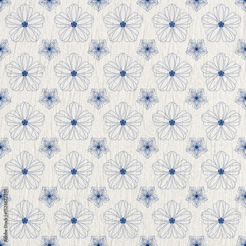 Fototapeta Naklejka Na Ścianę i Meble -  seamless pattern with blue flowers