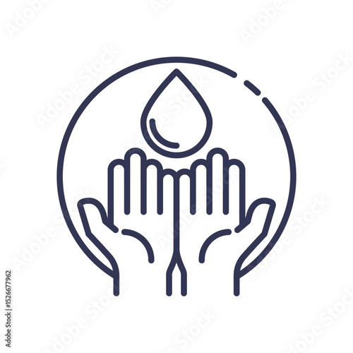 Hands and water drop symbolize hygiene and fear of contamination.