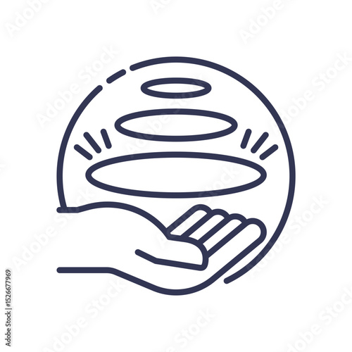 A hand holding a sphere, symbolizing protection and containment.