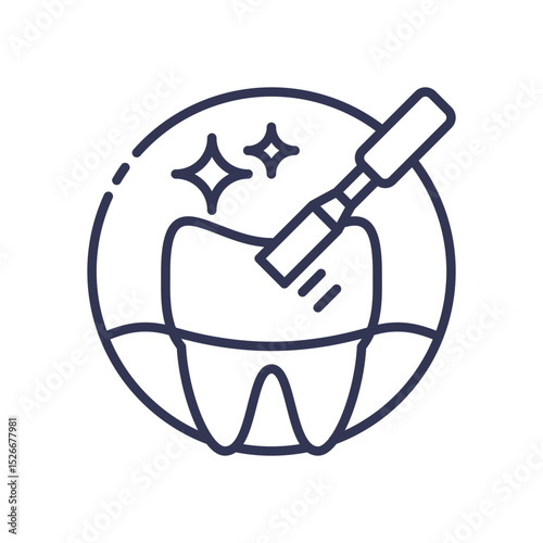 Illustration of a tooth being polished, symbolizing crafted improvement and dental care.