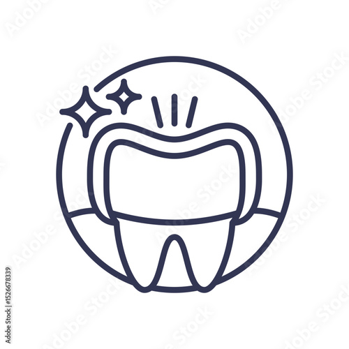 Illustration of a shiny tooth with sparkles, symbolizing dental surface enhancement.
