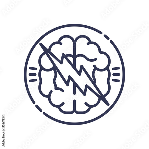Brain with lightning bolt symbolizes sudden disruption and innovation.