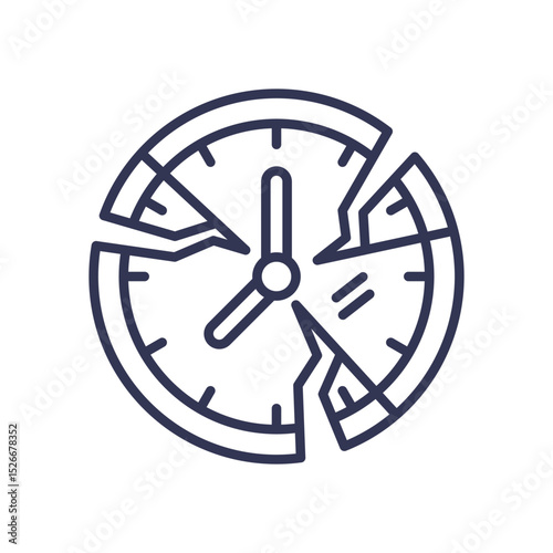 A broken clock symbolizes temporal disruption and chaos.