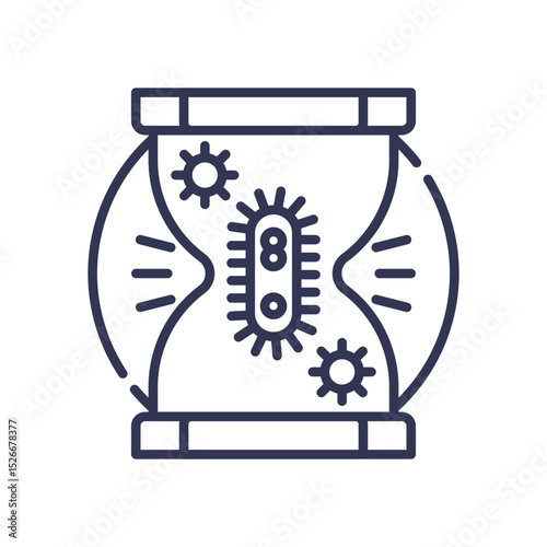 Hourglass with gears symbolizes time-limited effectiveness.