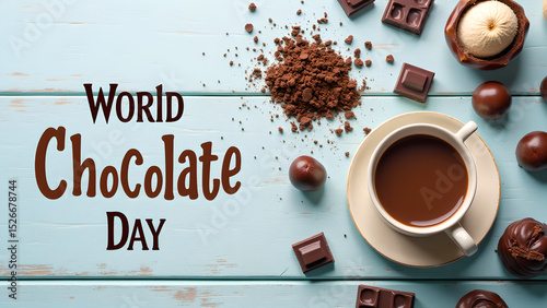 Delicious World Chocolate Day Still Life with Hot Chocolate and Assorted Chocolates