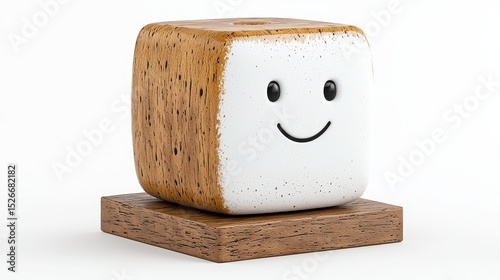 Playful Speckled Cube with Happy Face 3D Render