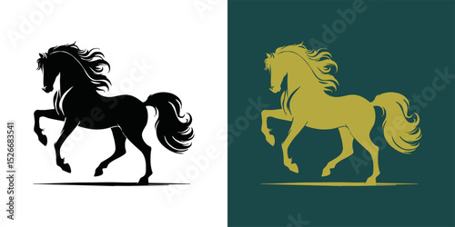 Modern horse silhouette logo. Vector illustration template, Horse gallop emblem. Nature-inspired badge design, Equine logo. Horse silhouette icon, Majestic horse symbol. Premium brand identity concept