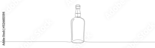 Alcohol bottle continuous one line drawing. bar beverages isolated vector.