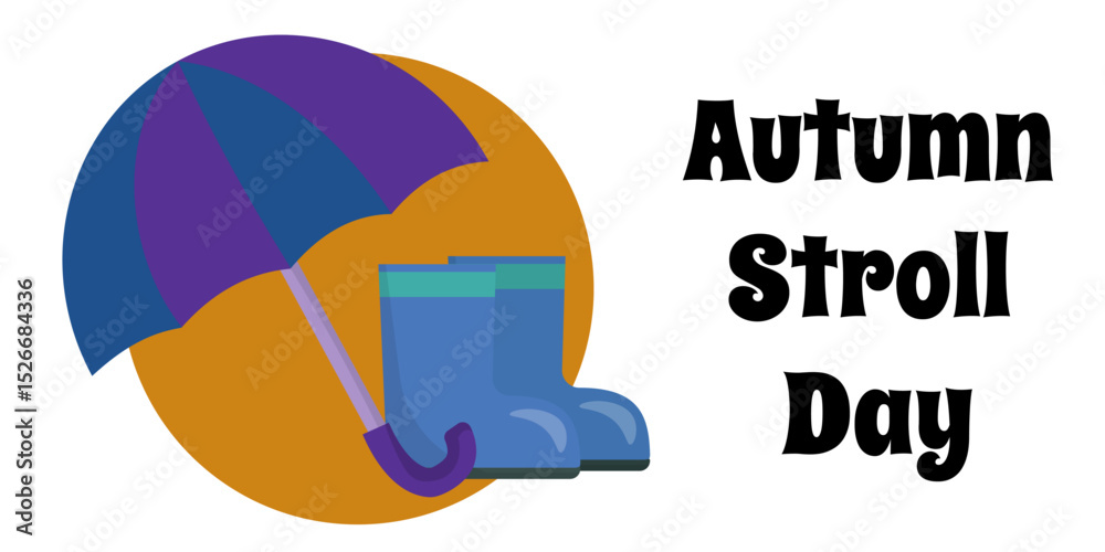 Fototapeta premium Autumn Stroll Day, a design idea for a horizontal poster, banner or leaflet