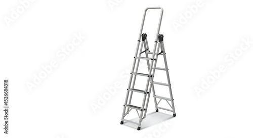 Gray folding stepladder isolated