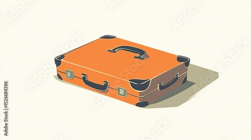 Orange vintage suitcase, isometric style