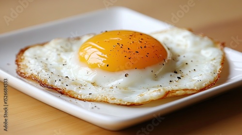 Fried egg on a white plate