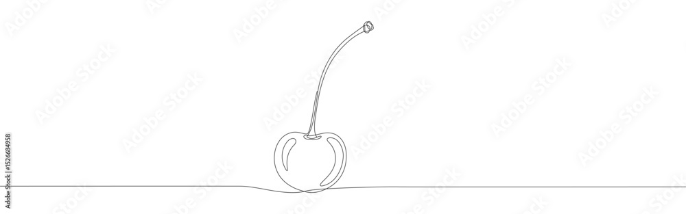 Obraz premium Cherry continuous one line drawing. Sweet cherry fruit.