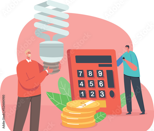 People counting electricity cost vector illustration